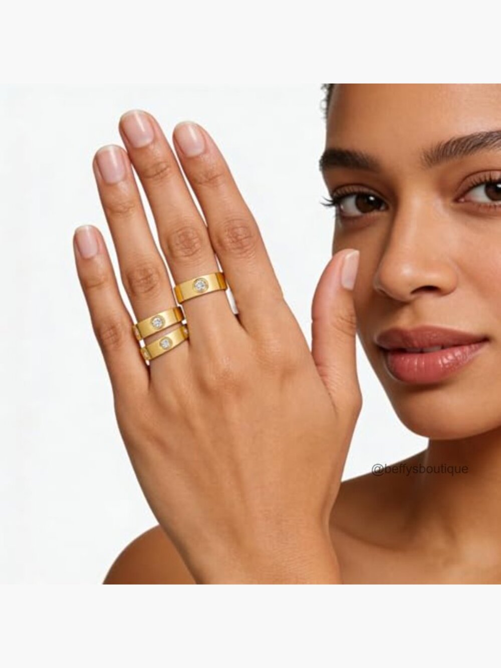 3 Pcs Stackable Band Rings Zirconia Wedding Set - Picture 6 of 6